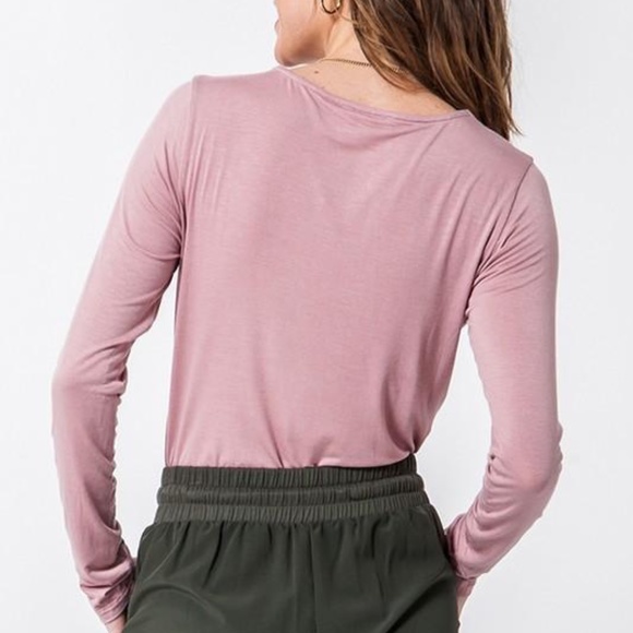 Dusty Pink Long Sleeve Bodysuit - Picture 3 of 9